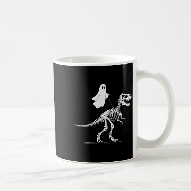 Caneca De Café Halloween Ghost Walking Dinosaur Skeleton T Rex Fu (Direita)