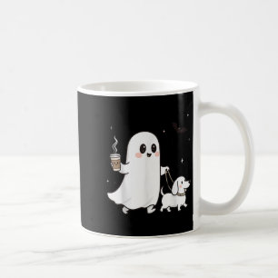 Caneca De Café Halloween Ghost Walking Dog Spooky Season Hallowee