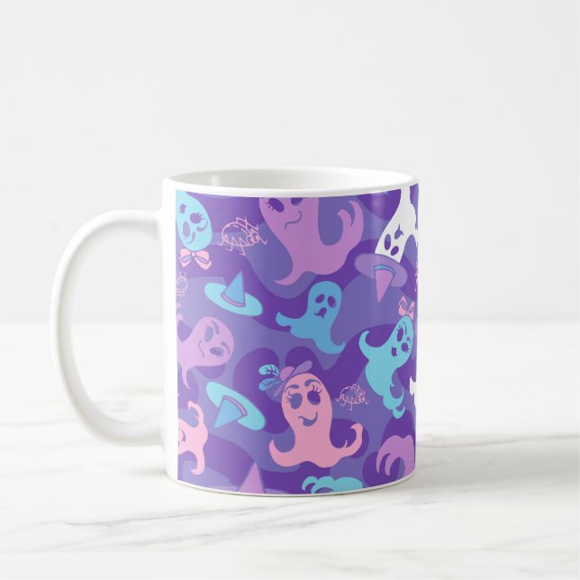 Caneca De Café Halloween Ghosts Purple Mug Cup (Esquerda)