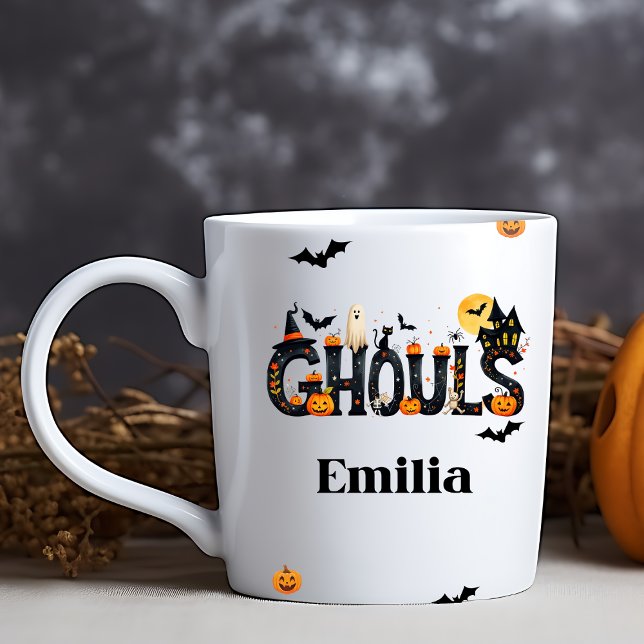 Caneca De Café Halloween Ghouls Graphical Name Mug for Friends (M (Criador carregado)