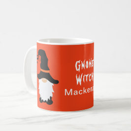 Caneca De Café Halloween Gnomo Witch White Hair Beard Add Name