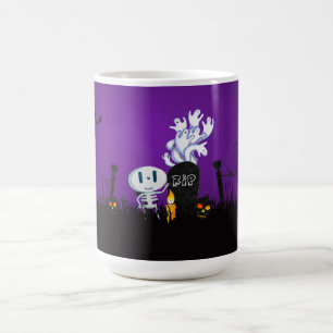 Caneca De Café Halloween Graveyard Spookie, esqueleto bonito e fa