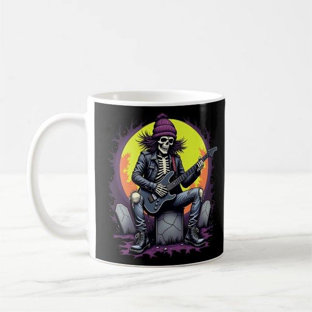 Caneca De Café Halloween Grunge Skeleton (Esquerda)
