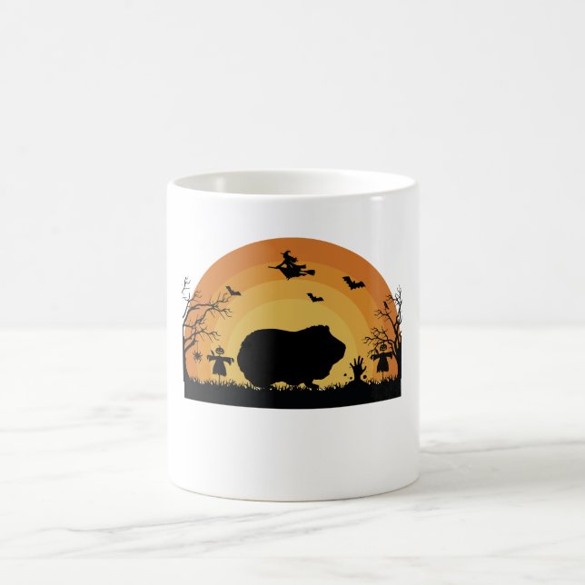 Caneca De Café "Halloween Guiné Pig Moon Mug - Engraçado Custo An (Centro)