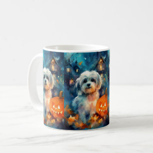 Caneca De Café Halloween Havanese Com Pumpkins Assustado