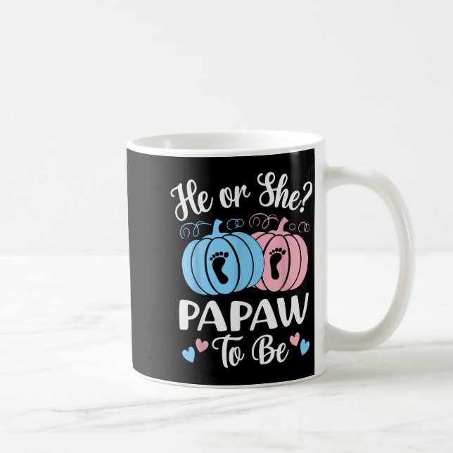 Caneca De Café Halloween He Or She Papaw To Be Pumpkin Gender Rev (Direita)