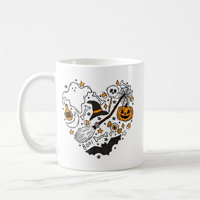 Caneca De Café Halloween Heart | Fantasmas bonitos, Bombeiros e D (Esquerda)