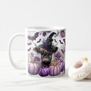 Caneca De Café Halloween Highland Cow Witple Pumpkins