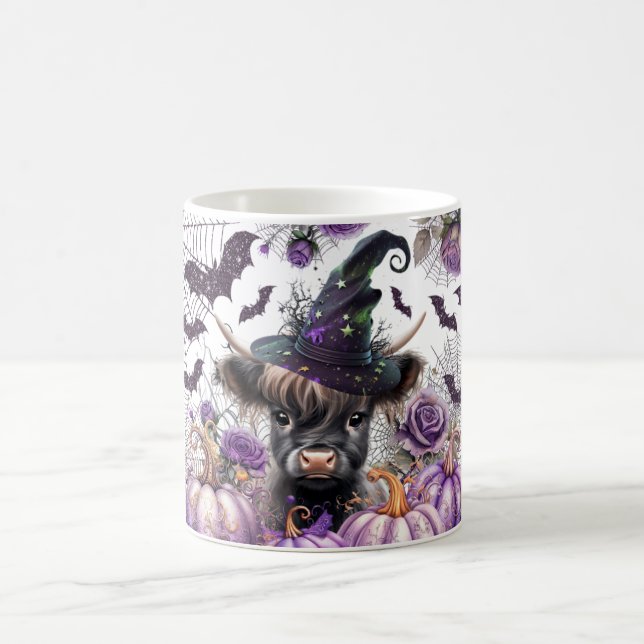 Caneca De Café Halloween Highland Cow Witple Pumpkins (Centro)