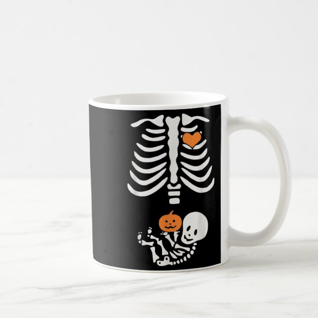 Caneca De Café Halloween Maternity Skeleton Baby Heart Pregnancy  (Direita)