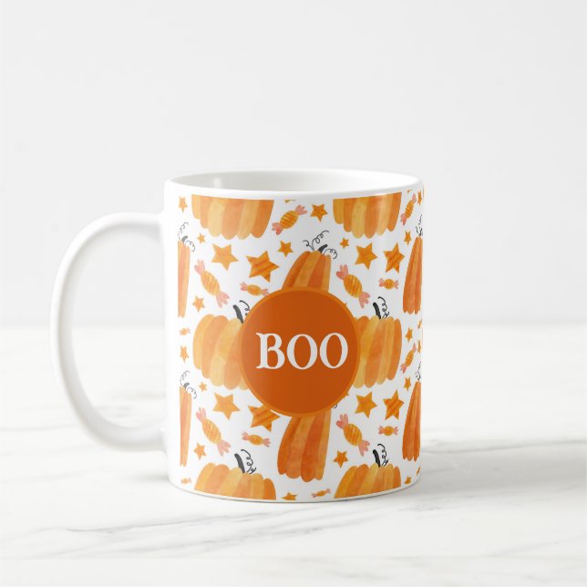 Caneca De Café Halloween Monograma Pumpkin Mug (Esquerda)