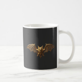 Caneca de Café Halloween Morcego Dourado Gótico