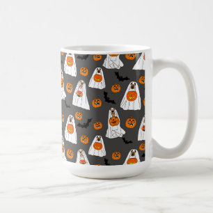 Caneca De Café Halloween Mug com Fantasmas Cachorros Pumpkins e M