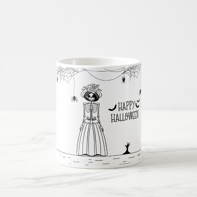 Caneca De Café Halloween Noiva Skeleton Café Mug (Criador carregado)