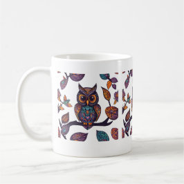 Caneca De Café Halloween Owl Alebrije e Folhas