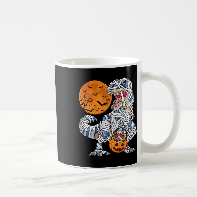 Caneca De Café Halloween Para Meninos Dinossauro T Rex Mummy Pump (Direita)