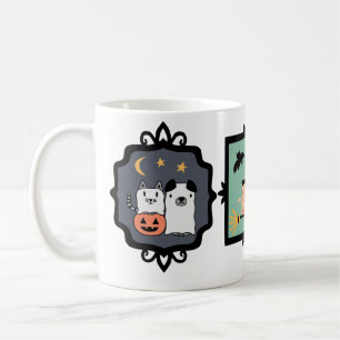 Caneca De Café Halloween Pets Mug com Cães e Gatos