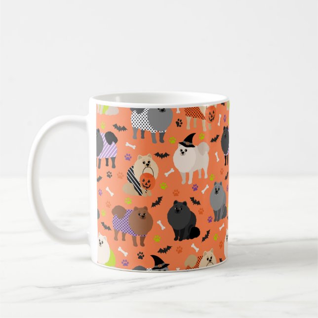 Caneca De Café Halloween Pomeranian (Esquerda)