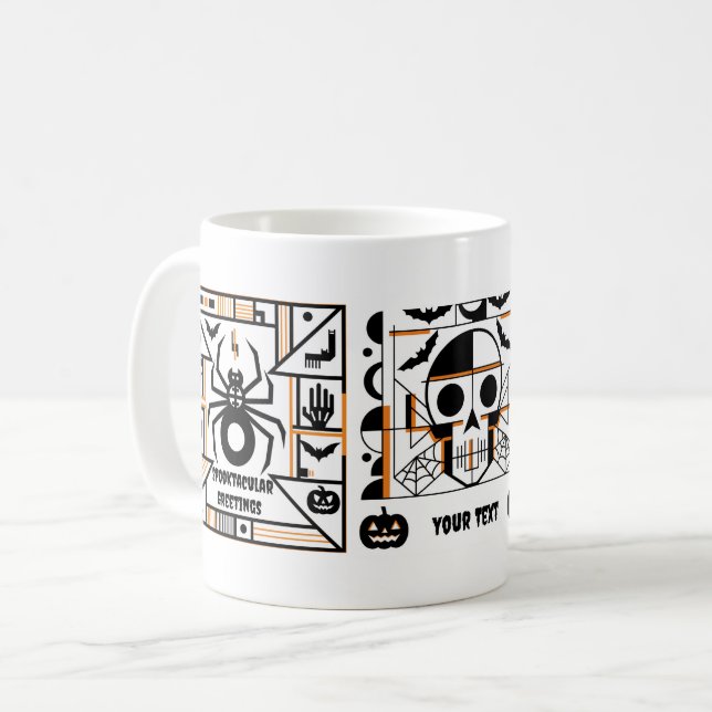 Caneca De Café Halloween Preto e Branco (Frente Esquerda)