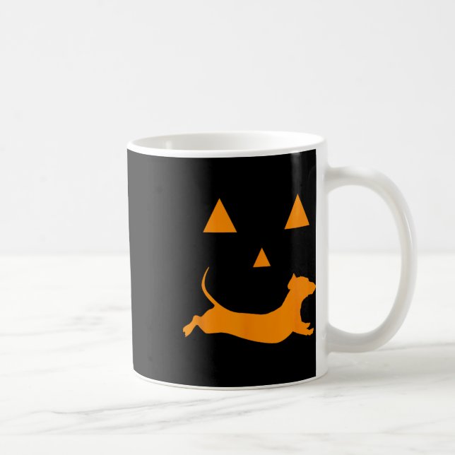 Caneca De Café Halloween Pumpkin Dachshund Jack-o-lantern Costume (Direita)