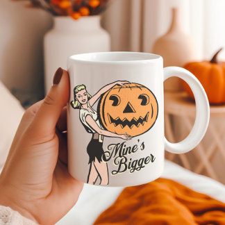 Caneca De Café Halloween Pumpkin Funny Retro Orange Mines Maior