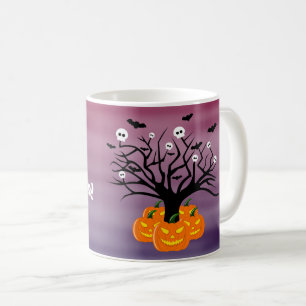 Caneca De Café Halloween Pumpkin Jack o’ Lanterna Árvore Morto