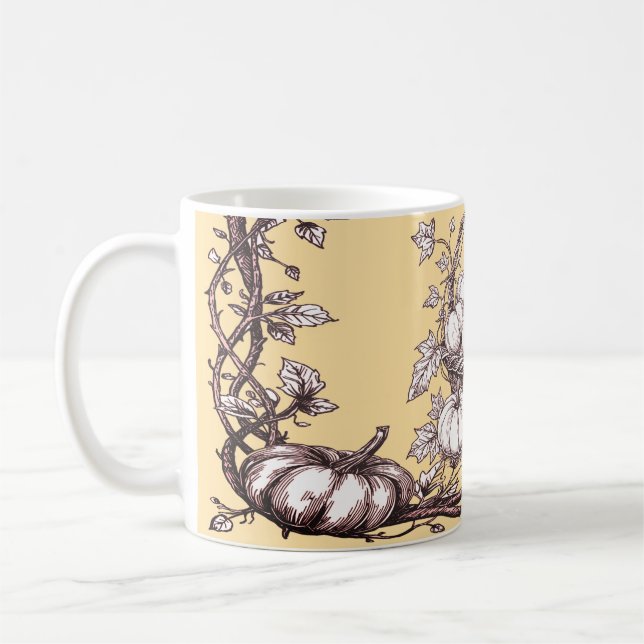 Caneca De Café Halloween Pumpkins com Folhas de outono (Esquerda)