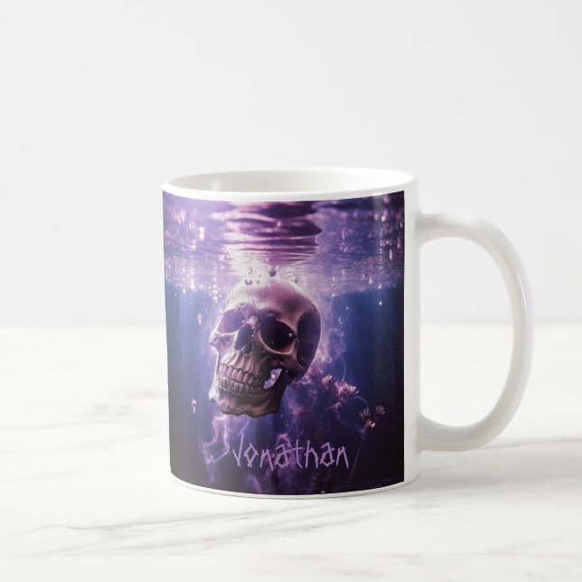 Caneca De Café Halloween Púrpura do Horror do Crânio Personalizad (Direita)