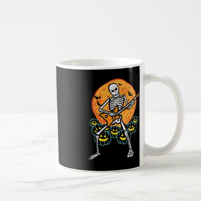 Caneca De Café Halloween Rocker Skeleton Guitar Rock Costume Men (Direita)
