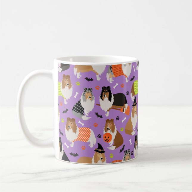 Caneca De Café Halloween Rough Collie Coffee Mug (Esquerda)