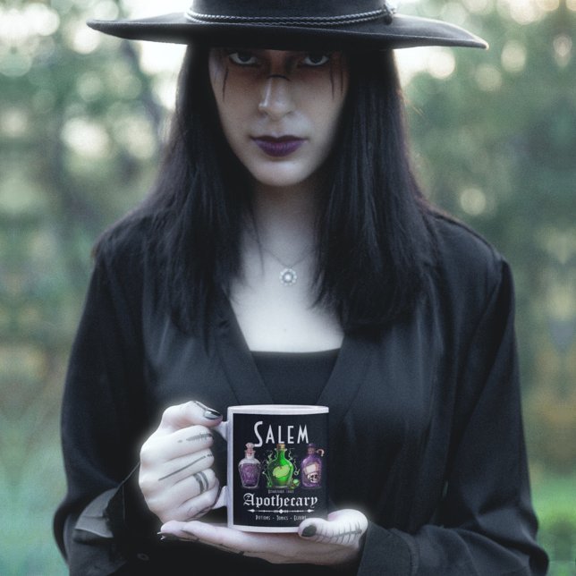 Caneca De Café Halloween Salem Apothary Potions Tonics Elixirs (Criador carregado)