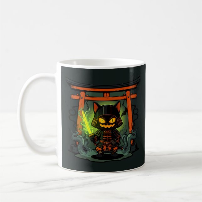 Caneca De Café Halloween Samurai Warrior - Assustador Japonês (Esquerda)