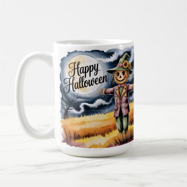 Caneca De Café Halloween Scarecrow, Happy Halloween Scarecrow,  (Esquerda)