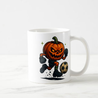 Caneca De Café Halloween Scary Pumpkin Showing Soccer Skills Spoo