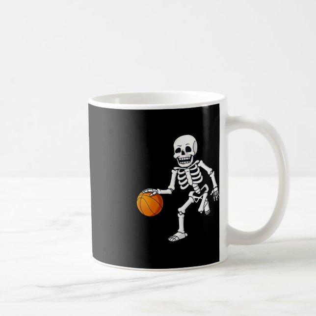 Caneca De Café Halloween Skeleton Driblando Meninas de Basquete (Direita)