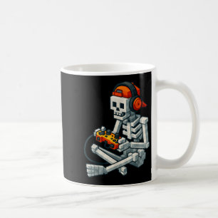 Caneca De Café Halloween Skeleton Gamer Pixel Video Gaming Boys M