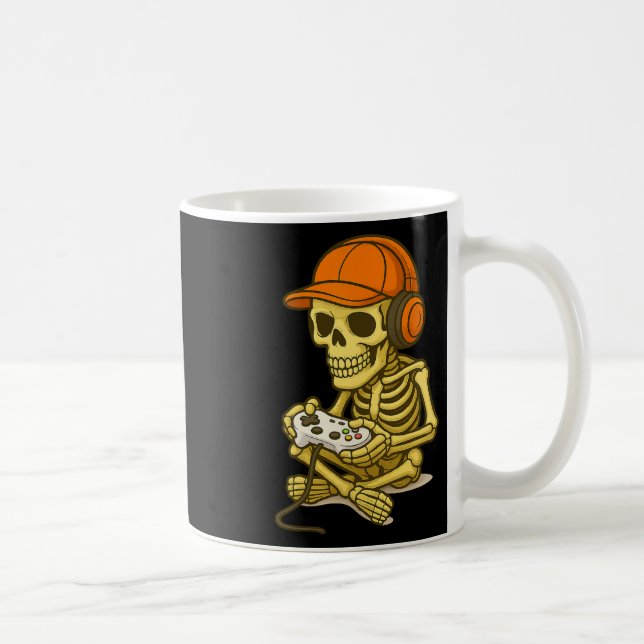 Caneca De Café Halloween Skeleton Gamer Video Gaming Boys Men Kid (Direita)