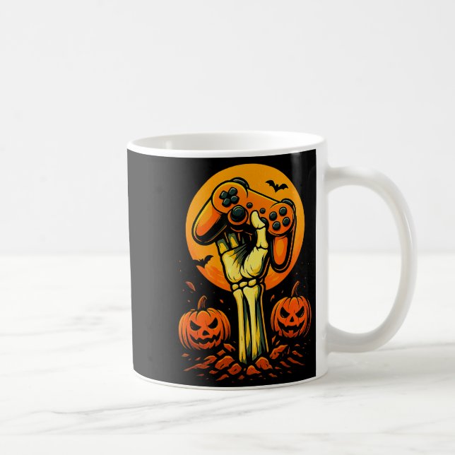 Caneca De Café Halloween Skeleton Gamer Video Gaming Controller B (Direita)