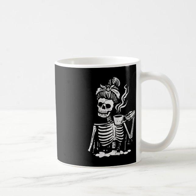 Caneca De Café Halloween Skeleton Messaging Bun Coffee Fumaça Eng (Direita)