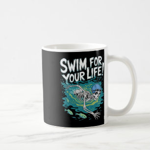 Caneca De Café Halloween Skeleton Nadando Natação Para Sua Vida S