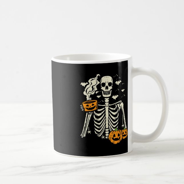 Caneca De Café Halloween Skeleton Pumpkin Queda Fall Café Diversã (Direita)