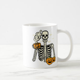 Caneca De Café Halloween Skeleton Pumpkin Queda Fall Café Diversã