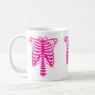 Caneca De Café halloween Skeleton Rib Cage rosa
