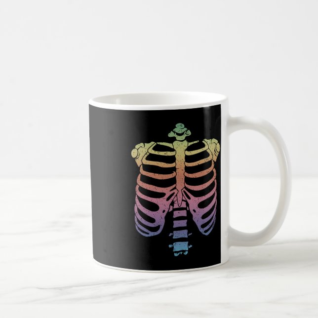 Caneca De Café Halloween Skeleton Rib Cage Zombie Costume Tee (Direita)