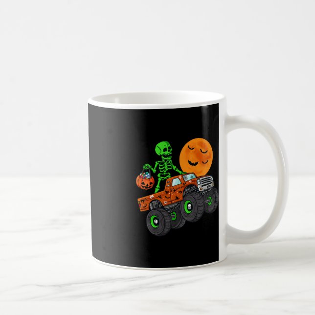 Caneca De Café Halloween Skeleton Riding Monster Truck Toddler Bo (Direita)
