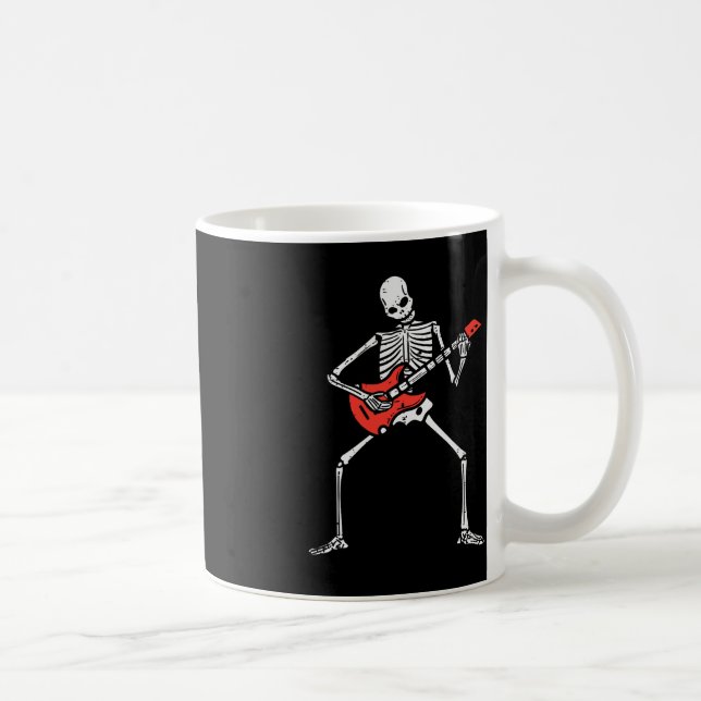 Caneca De Café Halloween Skeleton Rock Guitar Costume Rocker Men (Direita)