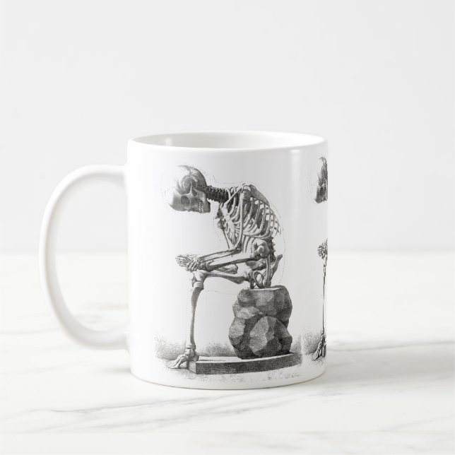 Caneca De Café Halloween Skeleton Sitting Anatomia (Esquerda)