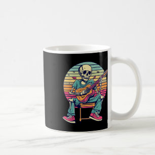Caneca De Café Halloween Skeleton Tocando Guitarra Rock E Roll E