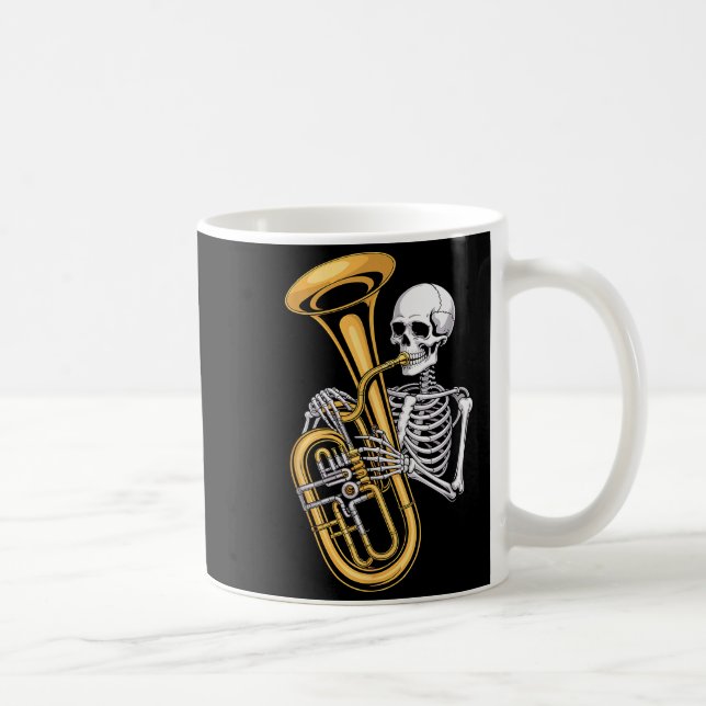 Caneca De Café Halloween Skeleton Tuba Tubist  (Direita)