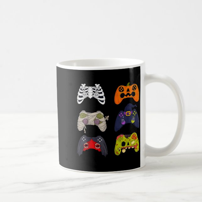 Caneca De Café Halloween Skeleton Zombie Gaming Controllers  (Direita)